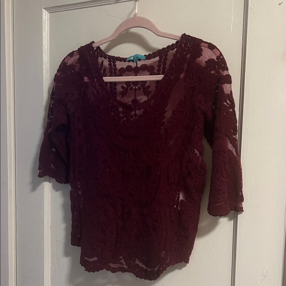 Lace Layering Burgundy Boho Whimsigoth Top